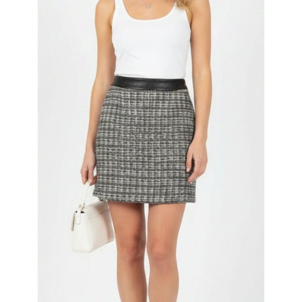 Gap Women's Woven Knit Faux Leather Waist Mini Skirt 16